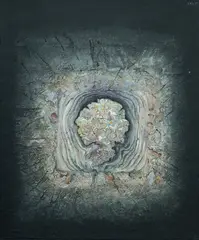 Cosmic Happening by Asher Bilu, 1969, Mixed Media on Board, sold Oct 2026