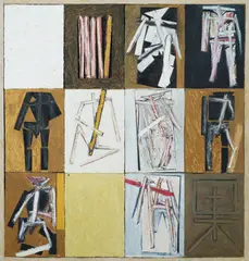 Untitled by Tony Twigg, 1991, Oil on Plywood Panel Assemblage, sold Oct 2026