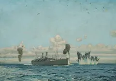 Storming of the Continent - Orontes off Sicily, July 10th 1943 by Charles Pears, Oil on Canvas, sold Oct 2026