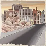 Ruinen by Karl Holtz, Um 1945, Gouache über Bleistift auf Karton, sold May 2022
