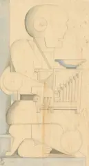 Orgelspieler by Gottfried Brockmann, 1925, Gouache über Bleistift auf Papier, aufgezogen auf Karton, sold Mar 2022