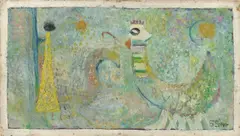 ein Traum by Bernard Schultze, 1947, Öl auf Hartfaser, sold Jan 2023