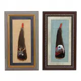 Framed Feather Paintings of a Turkey and Stag (Two Works) by Ron Willis, Each an acrylic painting on a Turkey feather, sold May 2024