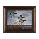 Diving Redheads by Rob Leslie, Oil on masonite, sold May 2024