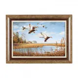Black Ducks and Hunting Shack by Rob Leslie, Oil on panel, sold May 2024