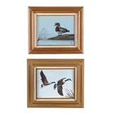 Wood Duck & Geese in Flight (Two Works) by Lee Mauney, Each an oil on artist board, sold May 2024