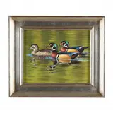 Wood Ducks Swimming by Guy Crittenden, Acrylic on masonite, sold May 2024