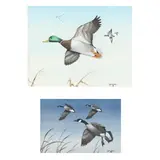 Mallards and Geese in Flight (Two Works) by Lee Mauney, Each a watercolor and gouache on paper, sold May 2024