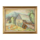 Landscape with Water Mill by Florence Thomas, Oil on canvas, sold May 2024
