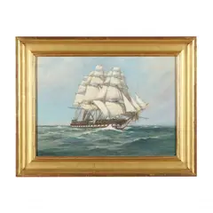 USS Constitution in Full Sail by C Myron Clark, Oil on canvas, sold May 2024