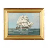 USS Constitution in Full Sail by C Myron Clark, Oil on canvas, sold May 2024