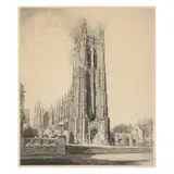 Duke University Chapel, Durham, North Carolina by Louis Orr, Etching, sold May 2024