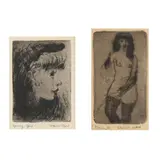Brunette / Young Girl (Two Works) by Charles W. Ward, Each an etching on paper, sold May 2024