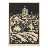 The City by Mabel Pugh, Linoleum block print, sold May 2024