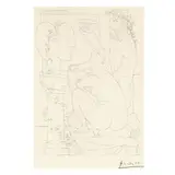 Sculpteur Avec Coupe et Modèle Accroupi , from La Suite Vollard by Pablo Picasso, Etching on paper, sold May 2024