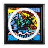 Paradise Tondo by Romero Britto, Three-dimensional serigraph construction in color with cut-outs and shimmery highlights, sold May 2024