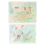 Fog, Smog, and Demagogue / Hécatombe de toros (Two Works) by Roberto Matta, Each a lithograph in colors, sold May 2024