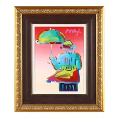 Umbrella Man on Blends, Version II by Peter Max, Acrylic on canvas, sold May 2024