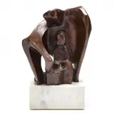 Mother and Child by Joan Strauss Carl, Patinated bronze, sold May 2024