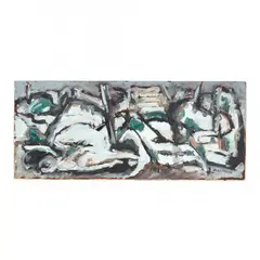 Abstract Composition by Bruno Cassinari, Oil on cardboard, sold May 2024