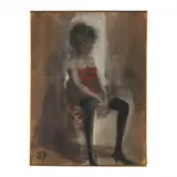 Woman Seated by Alberto Sughi, Oil on canvas, sold May 2024