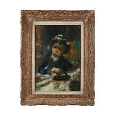 Young Girl Ironing by Jean Calogero, Oil on canvas, sold May 2024