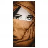 Copper Veil with Green Eyes by Patrick Guyton, Mixed media on board, sold May 2024