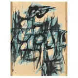 Untitled by George Bireline, Ink and watercolor on paper laid down on board, sold May 2024