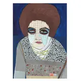 Lady with Net Veil and Theatre Tickets by Robbie Tillotson, Mixed media of paint, sold May 2024