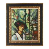 Portrait of a Woman by Donald Roy Purdy, Oil on masonite, sold May 2024
