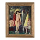 Group of Nudes by Hugo Zacchini, Oil on canvas laid down on board, sold May 2024