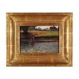 By the Stream by George Gardner Symons, Oil on paper laid down on board, sold Apr 2024