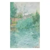 Along The River, Grez by August Franzén, Watercolor on paper, sold Apr 2024