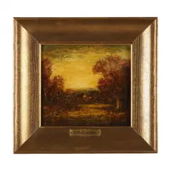 Autumn Landscape at Sunset by Hudson Mindell Kitchell, Oil on panel, sold Apr 2024