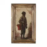 A Boy with a Pail by William George Randall, Oil on academy board, sold Apr 2024