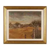 Landscape with Figures by Bruno Widmann, Oil on canvas, sold Apr 2024