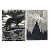 The New Land / Owl Flight (Two Works) by Annie Downes, Each a woodcut in colors on handmade paper, sold Apr 2024