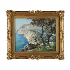 Cliffs of Capri by Fausto Pratella, Oil on panel, sold Apr 2024