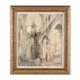 Gothic Church Interior by Jan de Vogel, Oil on canvas, sold Apr 2024