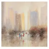 Abstract Cityscape by Cecil K., Oil on paper, sold Apr 2024