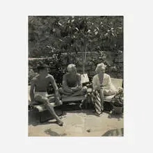 Self-Portrait with Katherine Anne Porter and Randy Jack in the Artist's Garden, Hollywood by George Platt Lynes, c. 1947, gelatin silver print, sold Aug 2026