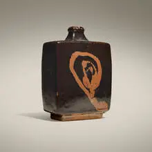 Rectangular bottle by Shoji Hamada, c. 1960, glazed stoneware, sold Jul 2026