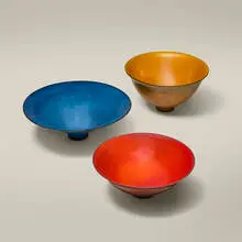 Collection of three bowls by James Lovera, glazed stoneware, glazed earthenware, sold Jul 2026