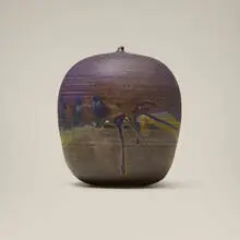 Closed Form (with rattle) by Toshiko Takaezu, c. 1995, glazed porcelain, sold Jul 2026