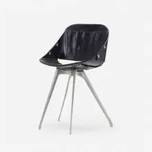 Wimpy chair by Roger Tallon, c. 1960, aluminum, lacquered plywood, vinyl, sold Oct 2022