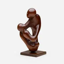 Mother and Child by Leo Amino, c. 1946, carved mahogany, sold Oct 2022