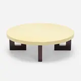 Coffee table, model 5021 by Paul Theodore Frankl, c. 1948, lacquered cork, mahogany, sold Oct 2022