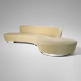 Serpentine sofa by Vladimir Kagan, c. 1955 / 2006, mohair, aluminum, sold Oct 2022