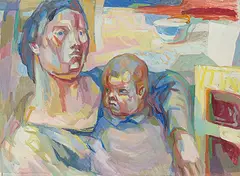 Mutter und Kind by Thomas Ernst Gubler, gouache, sold Jun 2018