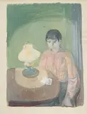 Am Tisch sitzend by Thomas Ernst Gubler, gouache, offered Jun 2018